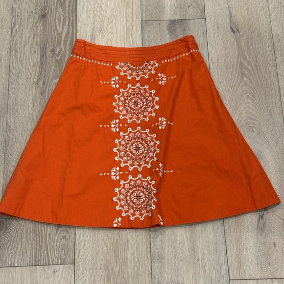Anthropologie Dresses & Skirts - Anthropology Lithe SZ 4 Women's Orange Beaded Embroidered A line Skirt